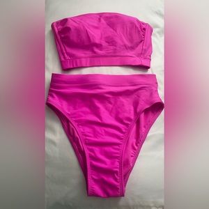 Pink Strapless High Waisted Bikini